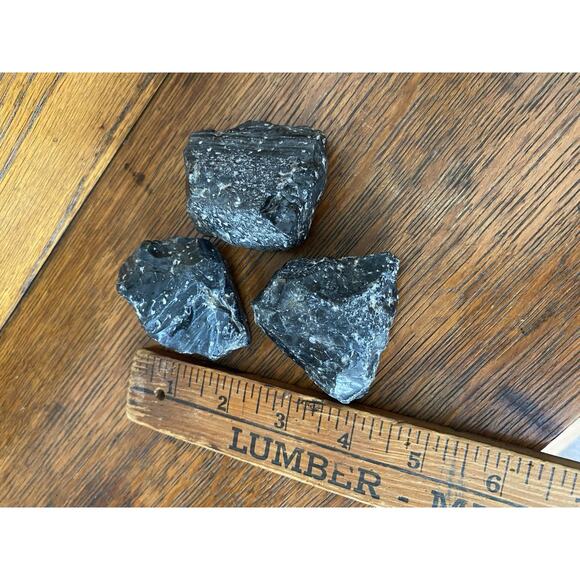 Black Obsidian Chunks Raw Black Obsidian Natural 3 Pieces - Picture 3 of 3
